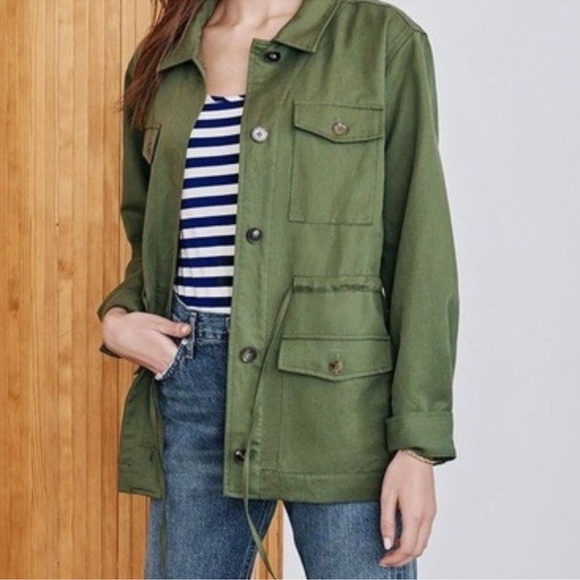 Amour Vert Jackets & Blazers - Amour Vert Hathaway Utility Jacket Military Army Green Size Large Linen Blend